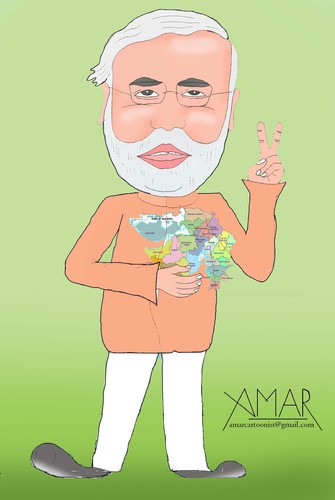 Cartoon: Narendra Modi (medium) by Amar cartoonist tagged gujarat