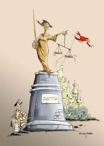 Cartoon: Justitia (medium) by paraistvan tagged justitia,statue,truth,justice,injustice,fraud,rascality