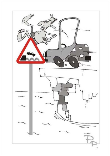 Cartoon: Traffic sign car (medium) by paraistvan tagged swimming,car,bathing,sign,traffic
