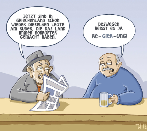 Cartoon: Neue Regierung? (medium) by Tobias Wieland tagged staat,eurokrise,samaras,krise,euro,regierung,griechenland,fussball,griechenland,viertelfinale,deutschland,em 2012,euro 2012,em,2012,euro