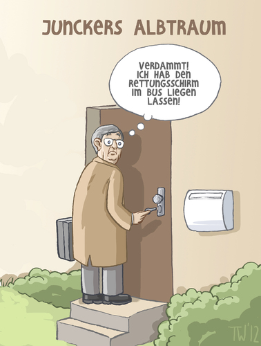Cartoon: ESM-Angst (medium) by Tobias Wieland tagged juncker,eu,europa,rettungsschirm,esm,in,kraft,milliarden,politik,juncker,eu,europa,rettungsschirm,esm,in,kraft,milliarden,politik