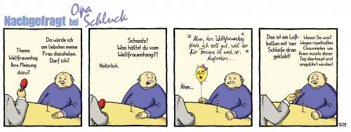 Cartoon: Nachgefragt bei Opa Schluck (medium) by Tobias Wieland tagged weltfrauentag,opa,cartoon,strip,frau,interview