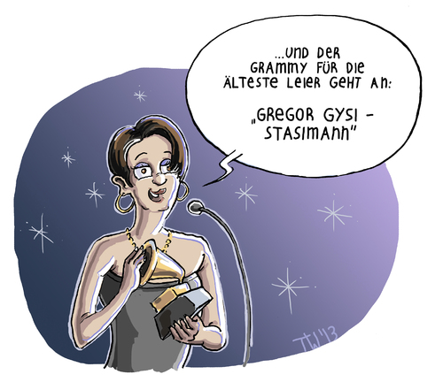 Cartoon: Verdient (medium) by Tobias Wieland tagged gysi,stasi,vorwurf,linke,karikatur,grammy,grammys,musik,preis,immunität,gregor,gysi,stasi,vorwurf,linke,karikatur,grammy,grammys,musik,preis,immunität,gregor