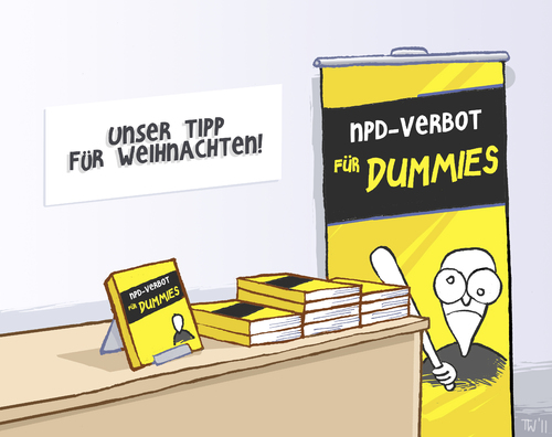 Cartoon: NPD-Verbot leichtgemacht! (medium) by Tobias Wieland tagged rechtsextremismux,nazis,nazi,recht,demokratie,verfassungsschutz,innenminister,schäuble,vmänner,männer,mann,vmann,weihnachten,partei,verbot,npdverbot,npd