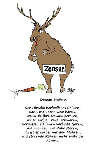 Cartoon: Damen betören (medium) by Marbez tagged damen,reproduktion,herbstlust