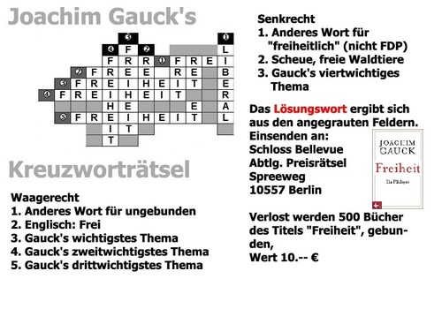 Cartoon: Joachim Gauck s Kreuzworträtsel (medium) by Marbez tagged gauck,kreuzworträtsel,gewinnspiel