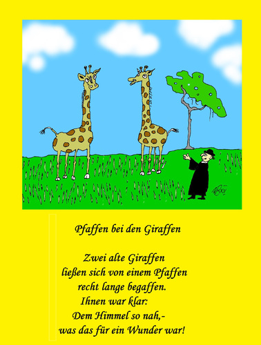 Cartoon: Pfaffen bei den Giraffen (medium) by Marbez tagged pfaffe,giraffe,himmel