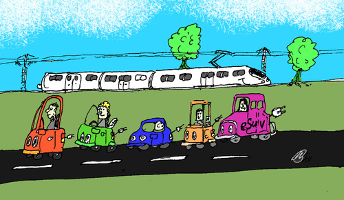 Cartoon: Stau auf der eAutobahn (medium) by Marbez tagged stau,eautobahn,emobilität