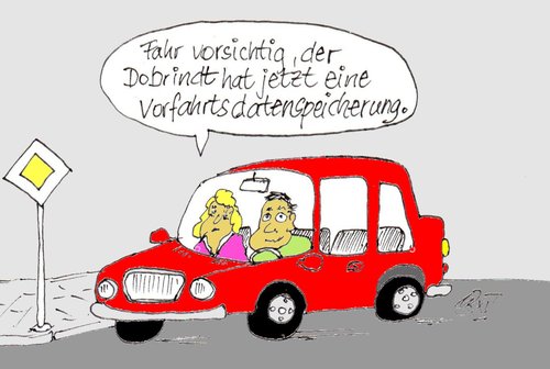 Cartoon: Vorfahrtsdatenspeicherung (medium) by Marbez tagged vorfahrt,datenspeicherung,dobrindt