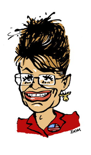 Cartoon: Sarah Palin (medium) by Dom Richards tagged sarah,palin,politician,tea,party,alaska,republican