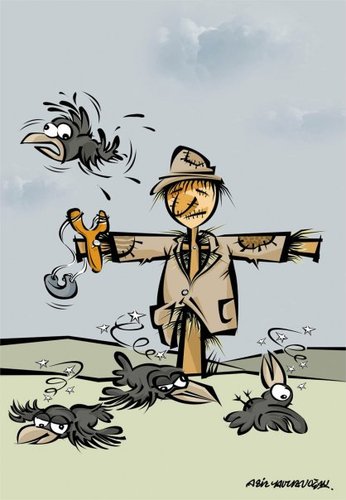 Cartoon: crows (medium) by azizyavuzdogan tagged crow,karga,aziz,yavuzdogan,cartoon,karikatür,graphic,designer,illustration