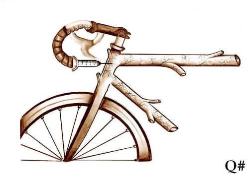 Cartoon: CYCLODOPING (medium) by QUIM tagged cycling,doping,arteries,veins,radrennen,tour de france,doping,aufputschmittel,arterie,blutader,venen,spritze,injektion,fahrrad,ulrich