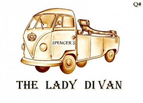 Cartoon: THE LADY DI VAN (medium) by QUIM tagged diana,spencer,divan,van,diana,spencer,divan,volkswagen,vw,krone,bus,auto,adel,lady,illustration