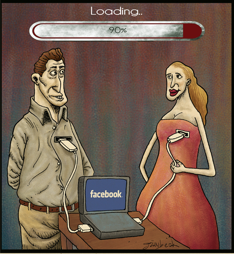 Cartoon: Modern love (medium) by gunberk tagged pc,facebook,internet,lovers,online,modern,love