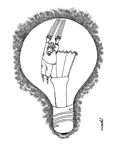Cartoon: by sliding the success (medium) by Medi Belortaja tagged bulb,light,abyss