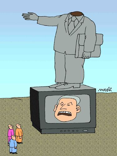 Cartoon: TV politician (medium) by Medi Belortaja tagged people,speech,head,politician,tv