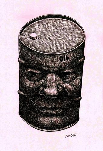 Cartoon: barrels portrait (medium) by Medi Belortaja tagged oil,portrait,barrels,face,man