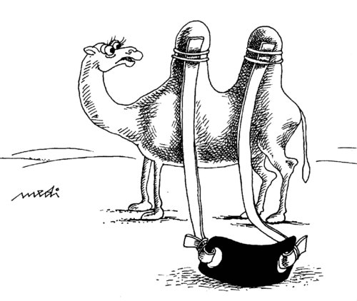 Cartoon: camel (medium) by Medi Belortaja tagged camel,slingshot