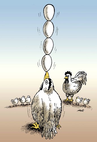 Cartoon: circus (medium) by Medi Belortaja tagged eggs,chicken,acrobacy,circus