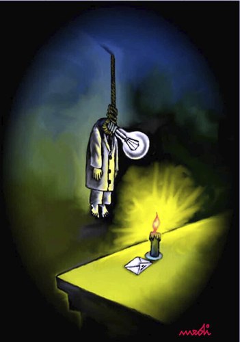 Cartoon: desperated lamp (medium) by Medi Belortaja tagged hanging,suicide,lamp,desperated