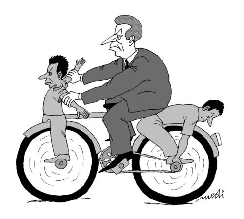 Cartoon: bike difficult (medium) by Medi Belortaja tagged difficult,bike,bicucle,head