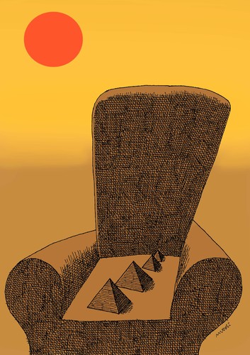 Cartoon: egyptian power (medium) by Medi Belortaja tagged president,chair,power,egyptian,egypt,pyramid,pyramids