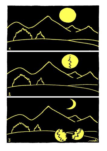 Cartoon: evolution of the moon (medium) by Medi Belortaja tagged humor,egg,moon,evolution