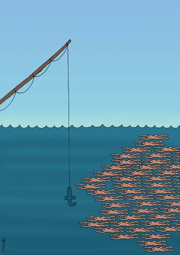 Cartoon: F ishing (medium) by Medi Belortaja tagged fishing,internet,people,facebook,fb,social,network