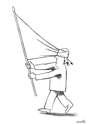 Cartoon: flag (medium) by Medi Belortaja tagged ideology,leader,politicians,politics,flag,blind