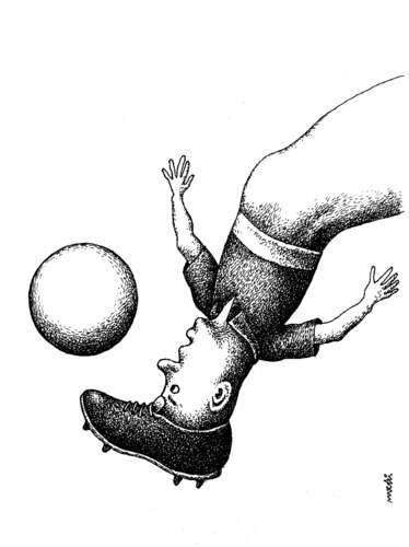 Cartoon: footballer (medium) by Medi Belortaja tagged world,cup,brazil,2014,football,soccer,leg
