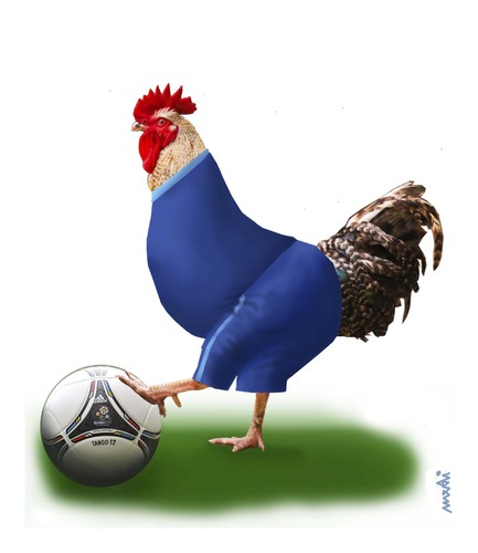 Cartoon: french footballer (medium) by Medi Belortaja tagged french,footballer,rooster,soccer,euro,2012,ukraine