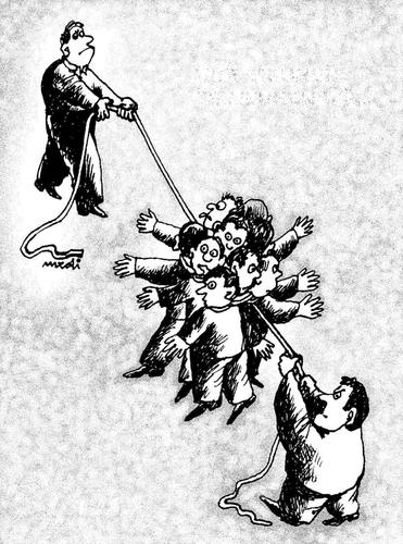 Cartoon: friendship (medium) by Medi Belortaja tagged throttle,kill,people,poverty,rope,friendship
