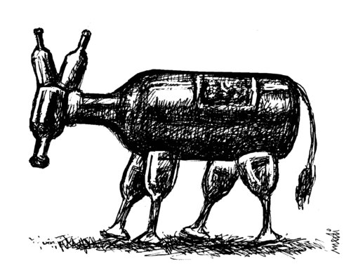 Cartoon: glasses donkey (medium) by Medi Belortaja tagged donkey,alcohol,drinker,drink,bottle,glasses
