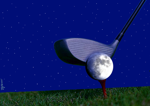 Cartoon: golf (medium) by Medi Belortaja tagged moon,full,golf