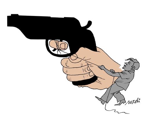 Cartoon: hand the real (medium) by Medi Belortaja tagged murder,killer,kill,gun,hand