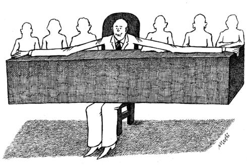 Cartoon: Head and others (medium) by Medi Belortaja tagged meeting,others,head,servants,chief
