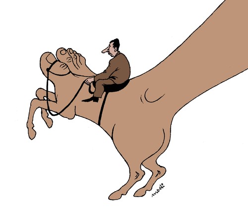Cartoon: horseleg (medium) by Medi Belortaja tagged horse,man,horseman,leg