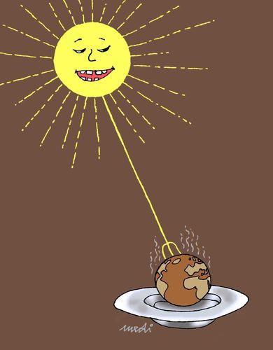 Cartoon: hot food (medium) by Medi Belortaja tagged planet,warming,climate,sun,earth
