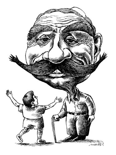 Cartoon: Hug grandfather (medium) by Medi Belortaja tagged kid,mustaches,grandfather,hug