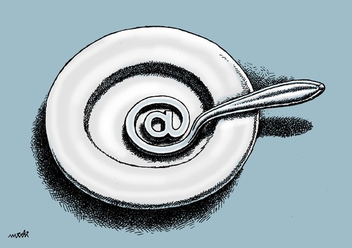 Cartoon: internet spoon (medium) by Medi Belortaja tagged internet,spoon,plate,food,at,social,network,digital