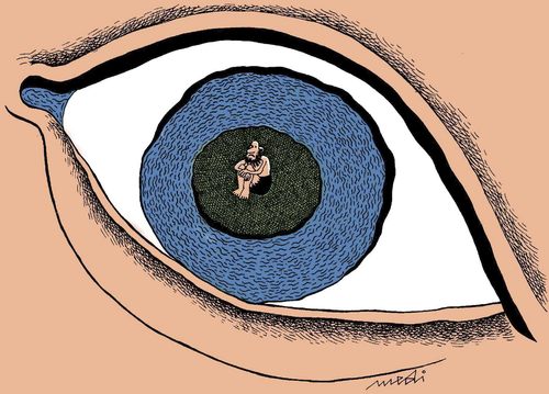 Cartoon: eye island (medium) by Medi Belortaja tagged island,eye,robinson,crusoe