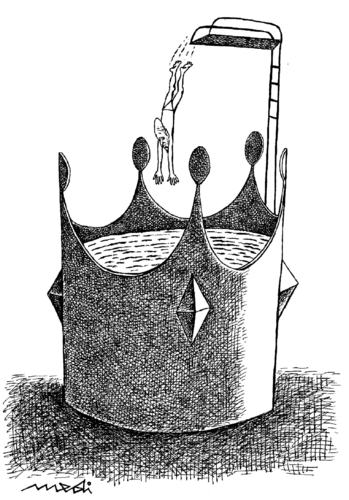 Cartoon: king in own crystal water (medium) by Medi Belortaja tagged swiming,crown,water,crystal,king,pool