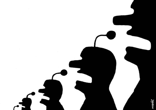 Cartoon: microphones (medium) by Medi Belortaja tagged hierarchy,politicians,speaker,speech,microphones,microphone