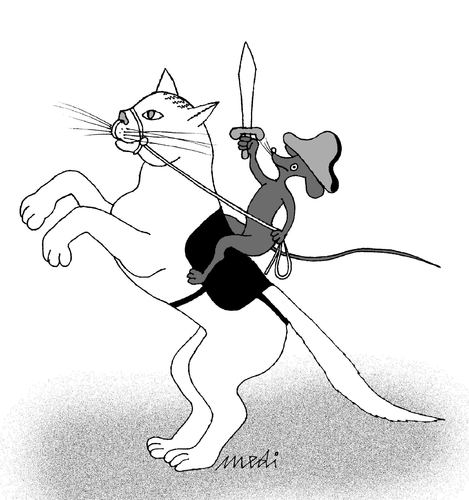 Cartoon: mouse towards war (medium) by Medi Belortaja tagged humor,napoleon,horse,war,mouse