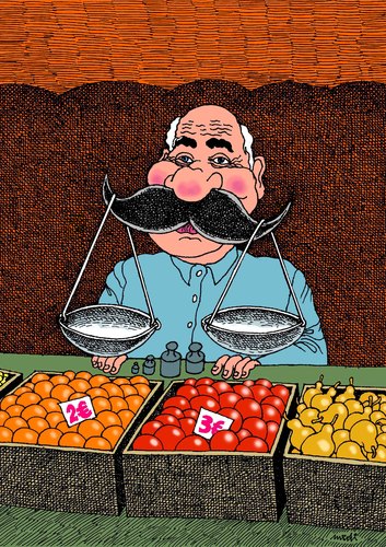 Cartoon: mustache on the market (medium) by Medi Belortaja tagged market,the,on,mustache