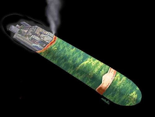 Cartoon: natural cigar (medium) by Medi Belortaja tagged natural,cigar,forest,environment,nature