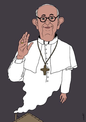 Cartoon: new pope (medium) by Medi Belortaja tagged pope,chatolic,church,vatican,conclave,francis,francisco