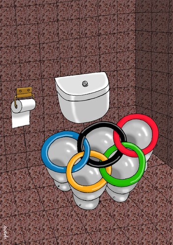 Cartoon: Olympic toilet (medium) by Medi Belortaja tagged toilet,olympic,circles,olimpia,doping