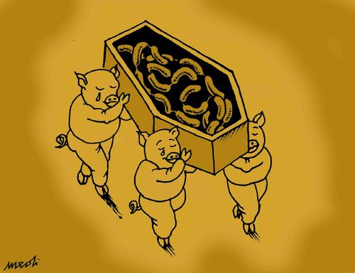 Cartoon: pigs (medium) by Medi Belortaja tagged funeral,burrial,pigs,coffin,death,dead,lem,humor