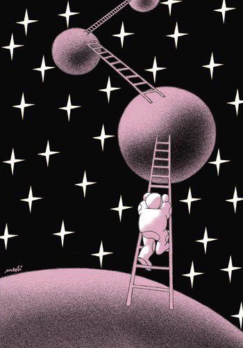 Cartoon: planet explorations (medium) by Medi Belortaja tagged discovery,exploration,astronaut,planet